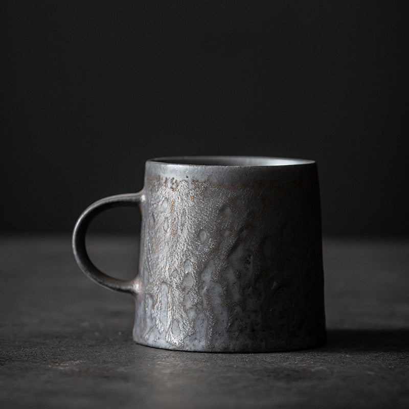 Ceramic coffee cups, high-aesthetic vintage mugs, coarse ceramic rust-glazed couple cups, breakfast cups, water cups