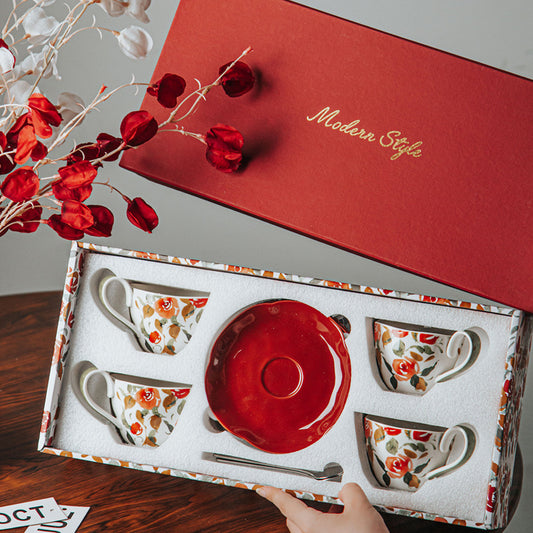 Gilded Vintage Latte Mug & Saucer Set