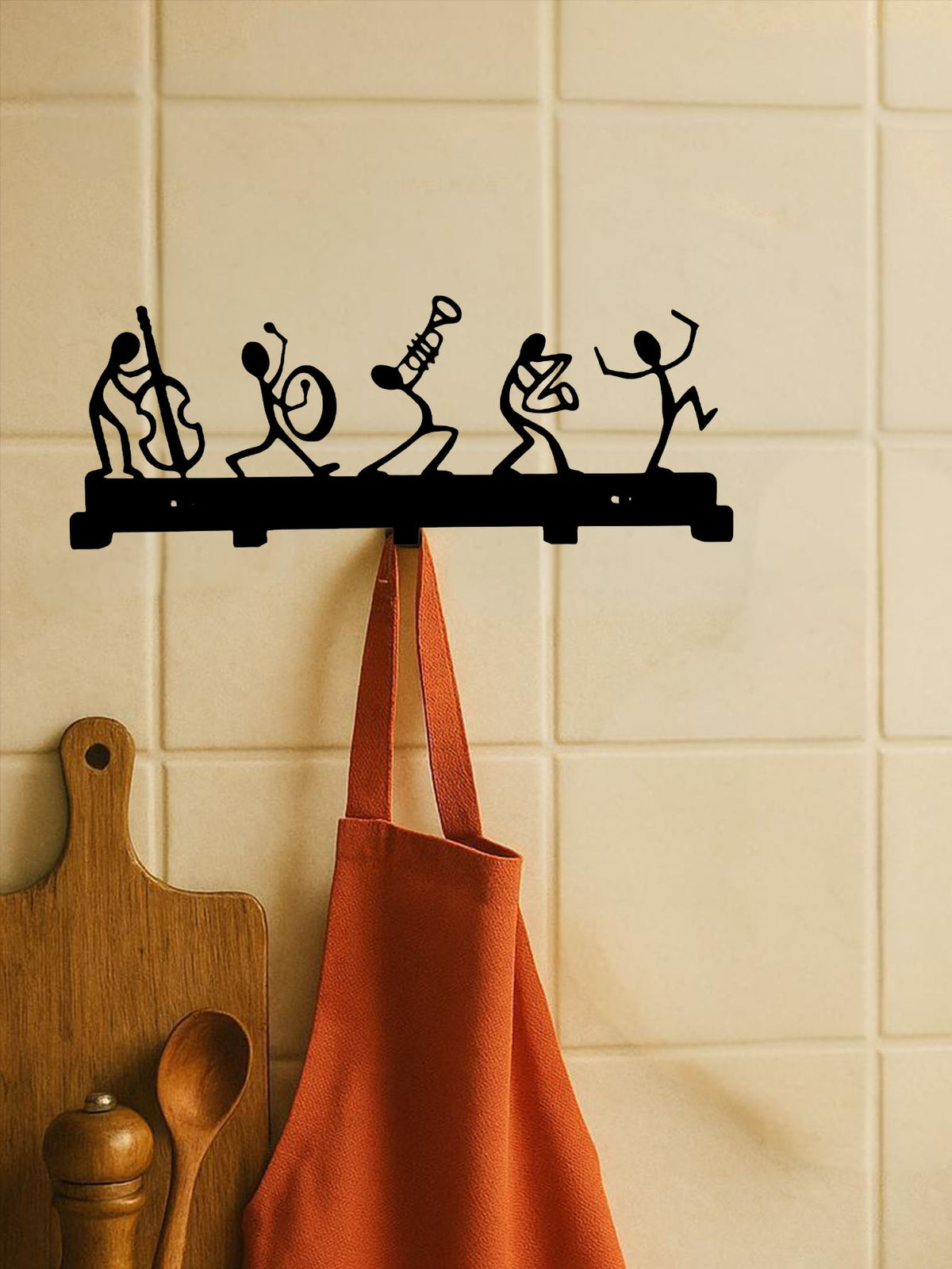 Vintage Black Metal Coat Rack Wall Mounted - 5 Heavy Duty Hooks For Jackets,Hats