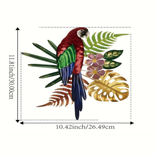 Vintage Colorful Parrot Wall Art With Floral Design Bohemian Tropical Bird Decor For Home Kitchen Office(TikTok, Temu Pick-up Service)