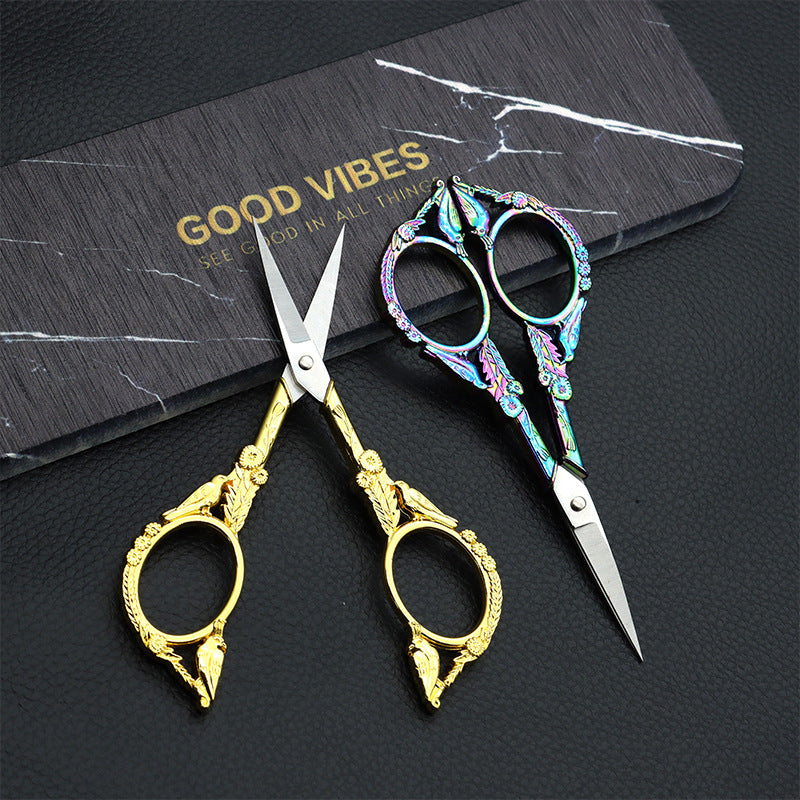 Vintage Stainless Steel Carved Scissors