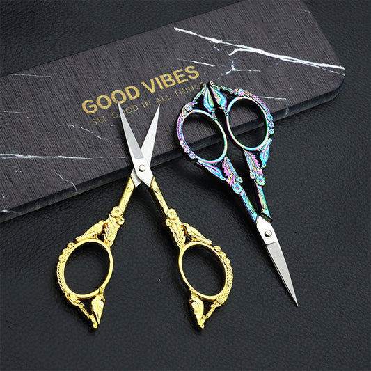 Vintage Stainless Steel Carved Scissors