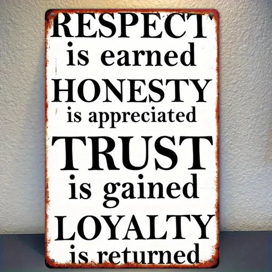 Vintage Inspirational Metal Wall Art Dignity Honesty Trust Loyalty Rustic Wall Decor For Home Garden - TikTok, Temu Pick-up Service