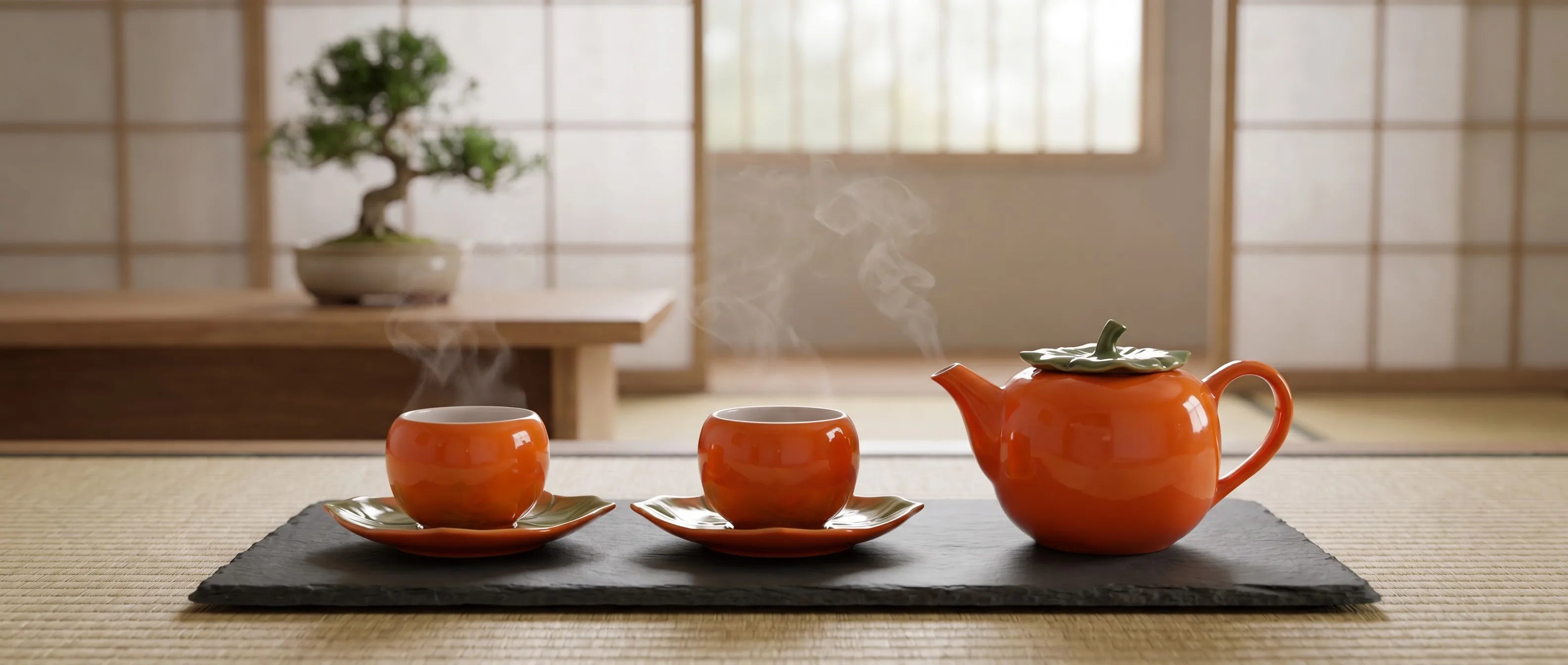 Zen Persimmon Tea Set Banner