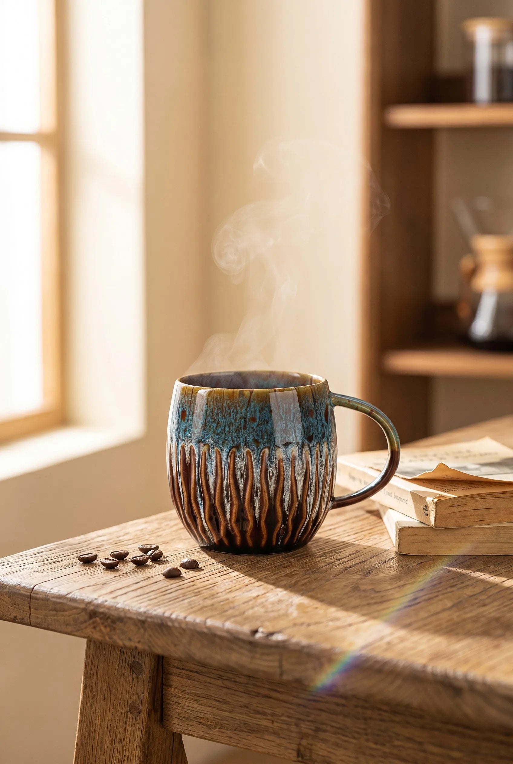 600ml Kiln-Glazed Ceramic Mug ??Morning Coffee Lifestyle