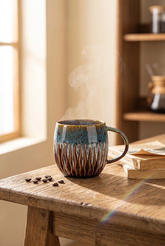 600ml Kiln-Glazed Ceramic Mug ??Morning Coffee Lifestyle