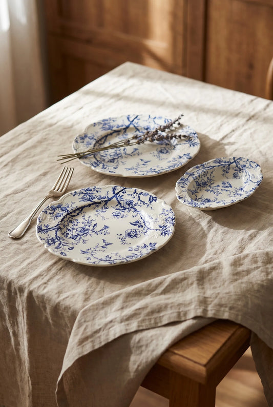French Blue White Dinnerware ??Table Setting Lifestyle
