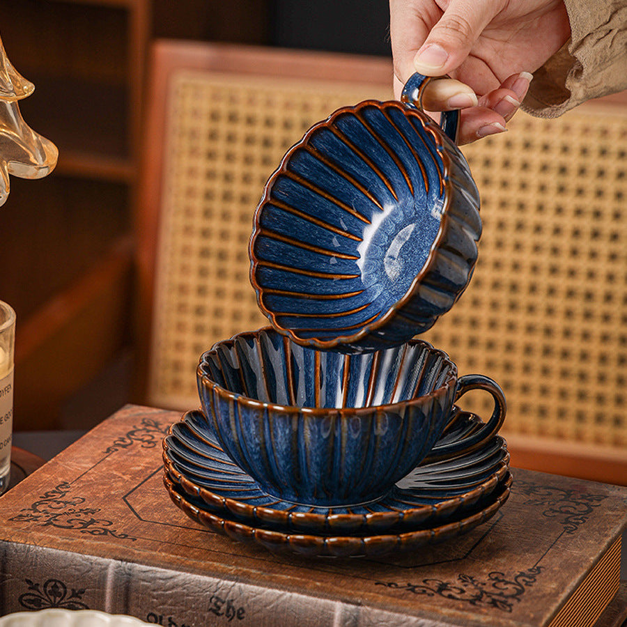 Vintage Blue & White Chrysanthemum Cup Set | Classic Artisan Series