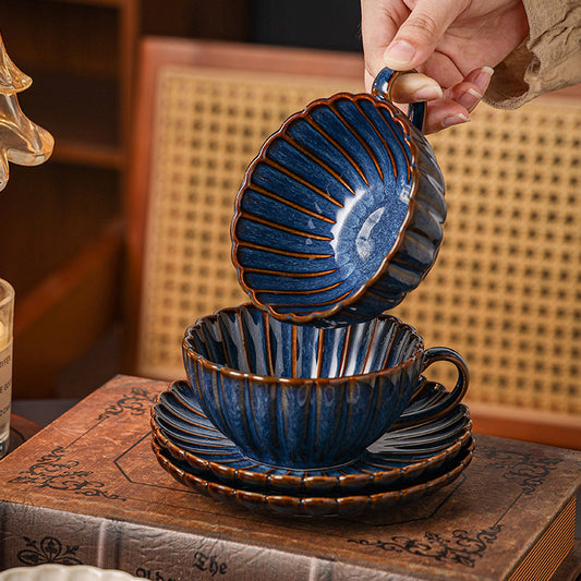Vintage Blue & White Chrysanthemum Cup Set | Classic Artisan Series