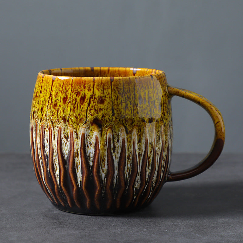 Ceramic 600ml Large Capacity Mug, Drinking Cup, High-Value Breakfast Cup, Coarse Pottery Kiln-Transformed Coffee Cup