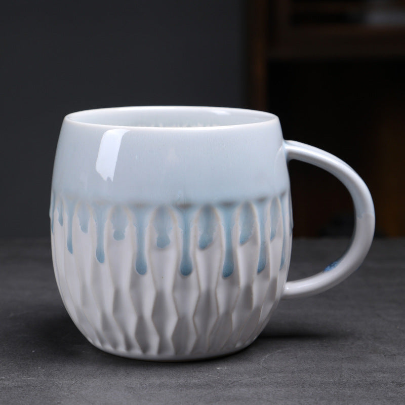 Ceramic 600ml Large Capacity Mug, Drinking Cup, High-Value Breakfast Cup, Coarse Pottery Kiln-Transformed Coffee Cup