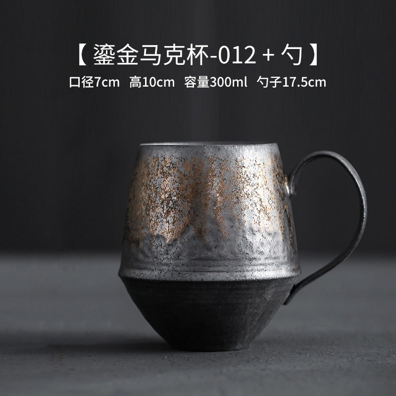 Ceramic coffee cups, high-aesthetic vintage mugs, coarse ceramic rust-glazed couple cups, breakfast cups, water cups