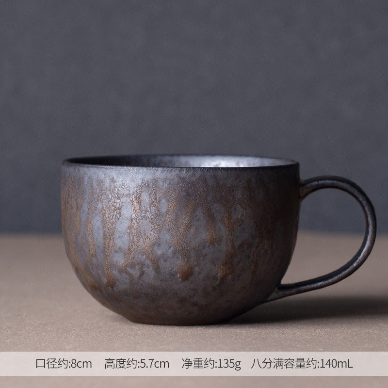 Ceramic coffee cups, high-aesthetic vintage mugs, coarse ceramic rust-glazed couple cups, breakfast cups, water cups