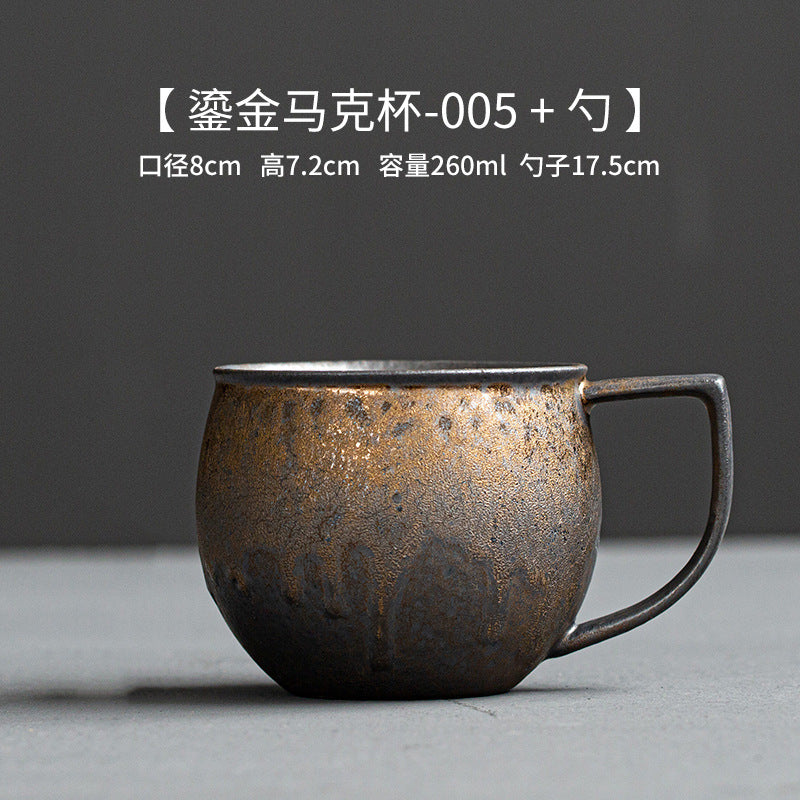 Ceramic coffee cups, high-aesthetic vintage mugs, coarse ceramic rust-glazed couple cups, breakfast cups, water cups