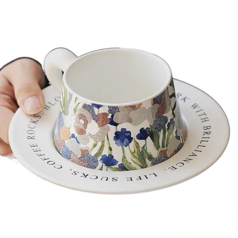 French vintage designer coffee cups and plates, vintage-style floral ceramic lattes, gifts for besties
