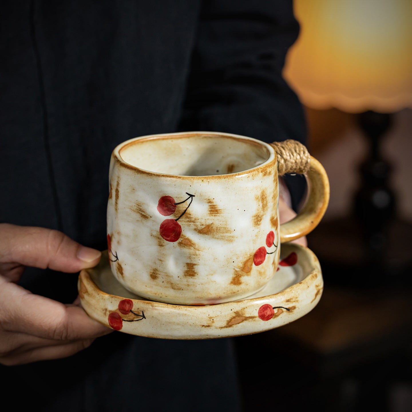 Aesthetic Cherry Blossom Cup & Saucer Set | Spring Morning Ritual