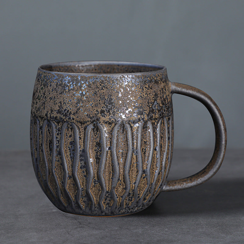 Ceramic 600ml Large Capacity Mug, Drinking Cup, High-Value Breakfast Cup, Coarse Pottery Kiln-Transformed Coffee Cup
