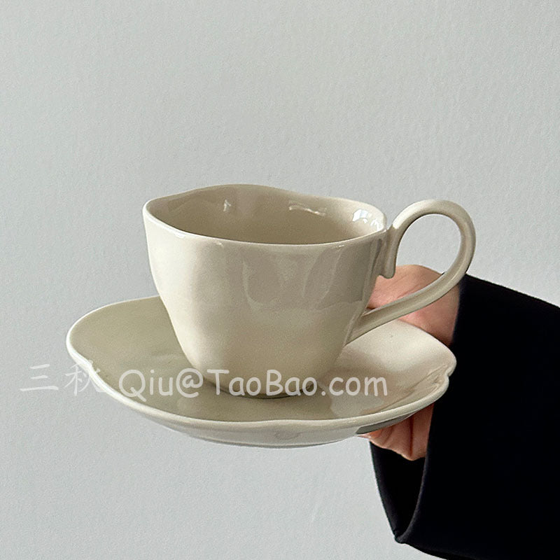 Melbourne Irregular Ceramic Cup & Saucer | Unique Hand-Molded Set