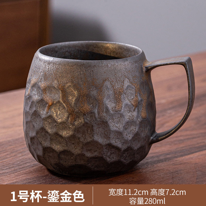 Ceramic coffee cups, high-aesthetic vintage mugs, coarse ceramic rust-glazed couple cups, breakfast cups, water cups