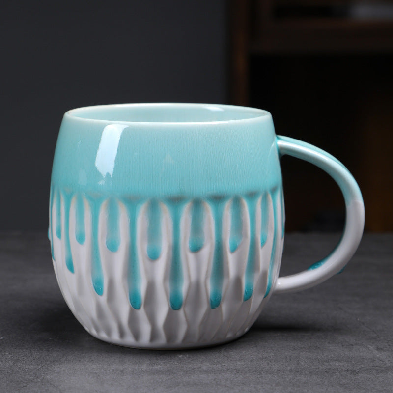 Ceramic 600ml Large Capacity Mug, Drinking Cup, High-Value Breakfast Cup, Coarse Pottery Kiln-Transformed Coffee Cup