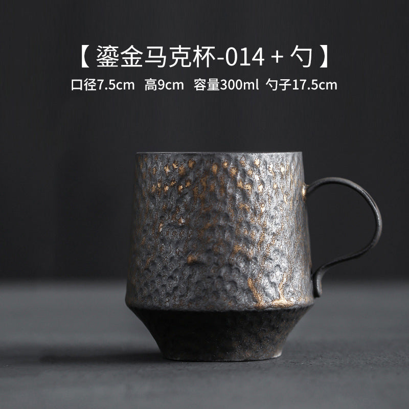 Ceramic coffee cups, high-aesthetic vintage mugs, coarse ceramic rust-glazed couple cups, breakfast cups, water cups