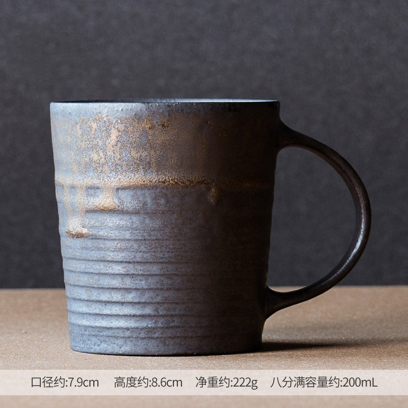 Ceramic coffee cups, high-aesthetic vintage mugs, coarse ceramic rust-glazed couple cups, breakfast cups, water cups