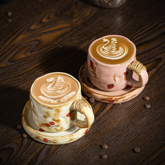 Aesthetic Cherry Blossom Cup & Saucer Set | Spring Morning Ritual