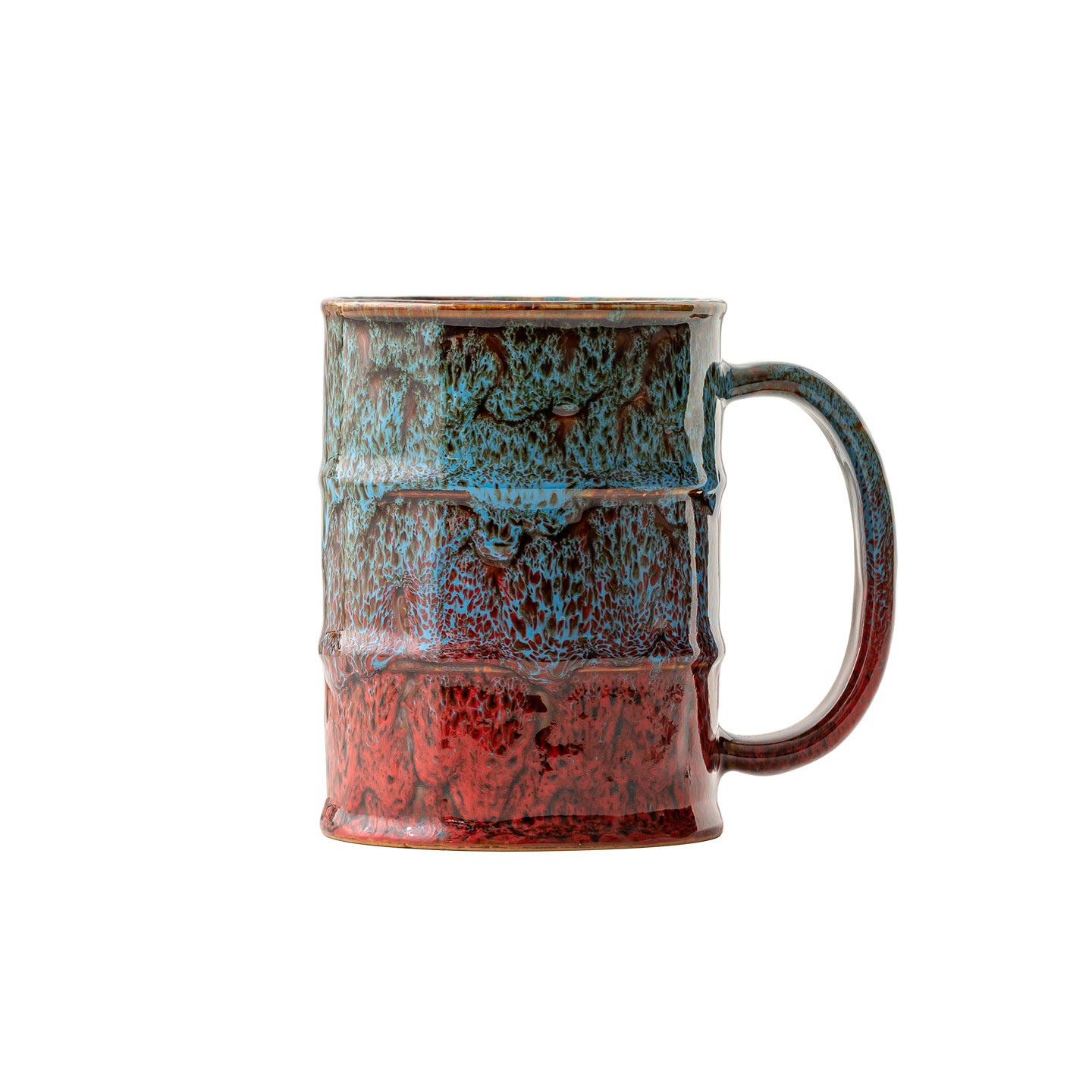 Large Capacity Kiln-Glazed Mug | Industrial Oil Drum Style