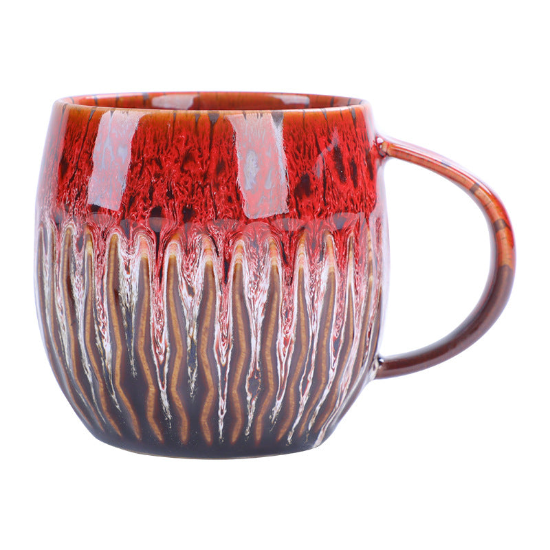 Ceramic 600ml Large Capacity Mug, Drinking Cup, High-Value Breakfast Cup, Coarse Pottery Kiln-Transformed Coffee Cup