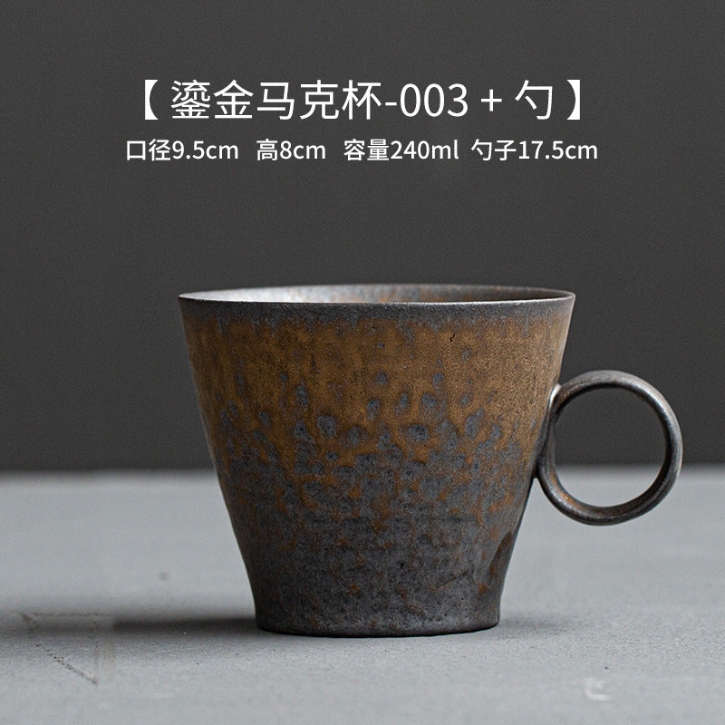 Ceramic coffee cups, high-aesthetic vintage mugs, coarse ceramic rust-glazed couple cups, breakfast cups, water cups