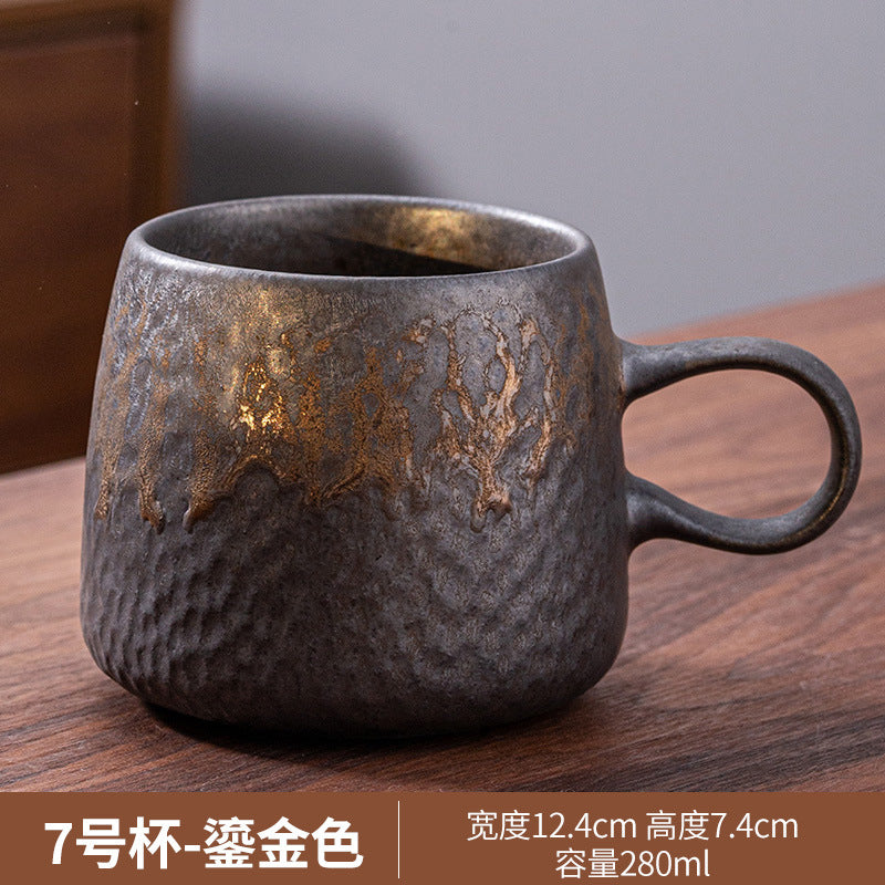 Ceramic coffee cups, high-aesthetic vintage mugs, coarse ceramic rust-glazed couple cups, breakfast cups, water cups