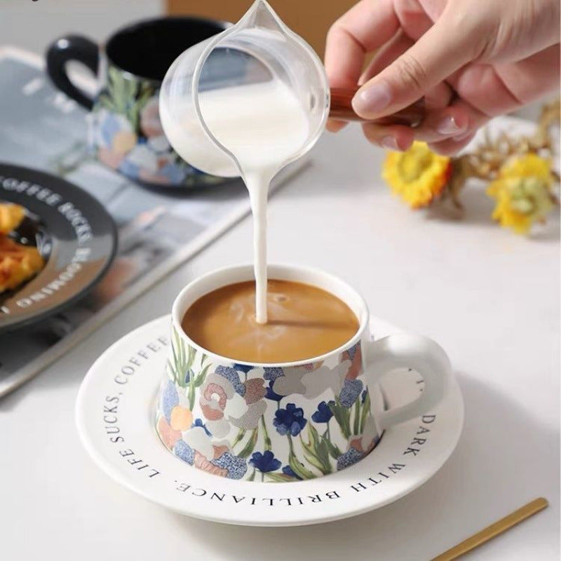 French vintage designer coffee cups and plates, vintage-style floral ceramic lattes, gifts for besties