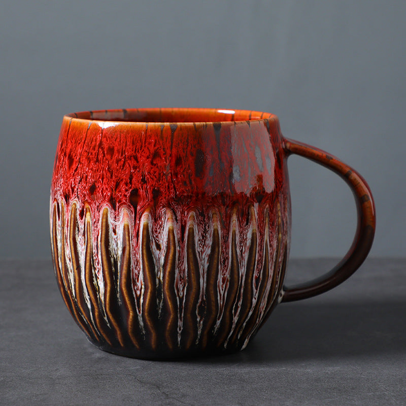 Ceramic 600ml Large Capacity Mug, Drinking Cup, High-Value Breakfast Cup, Coarse Pottery Kiln-Transformed Coffee Cup