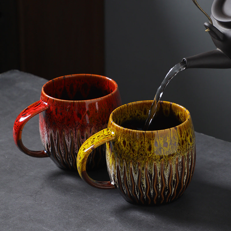 Ceramic 600ml Large Capacity Mug, Drinking Cup, High-Value Breakfast Cup, Coarse Pottery Kiln-Transformed Coffee Cup