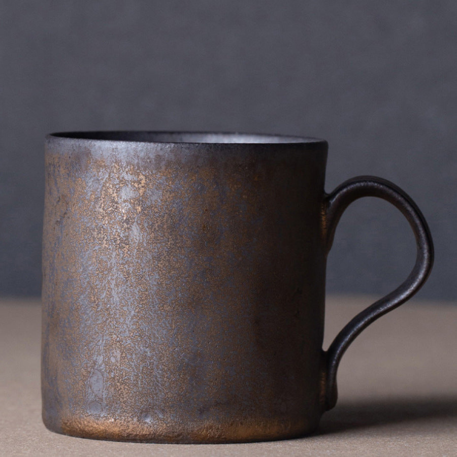 Ceramic coffee cups, high-aesthetic vintage mugs, coarse ceramic rust-glazed couple cups, breakfast cups, water cups
