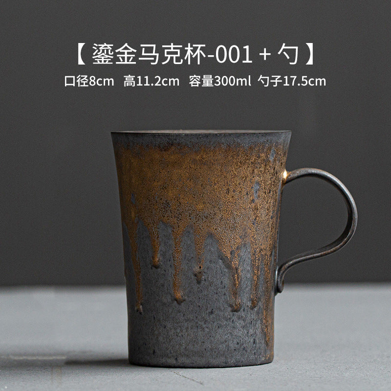 Ceramic coffee cups, high-aesthetic vintage mugs, coarse ceramic rust-glazed couple cups, breakfast cups, water cups