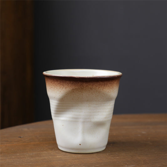 Retro Pleated Espresso Mug - Cream White
