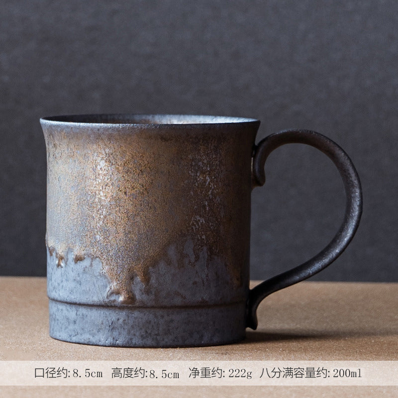 Ceramic coffee cups, high-aesthetic vintage mugs, coarse ceramic rust-glazed couple cups, breakfast cups, water cups