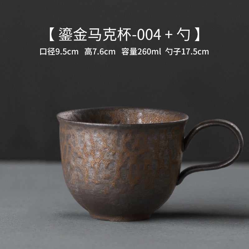 Ceramic coffee cups, high-aesthetic vintage mugs, coarse ceramic rust-glazed couple cups, breakfast cups, water cups