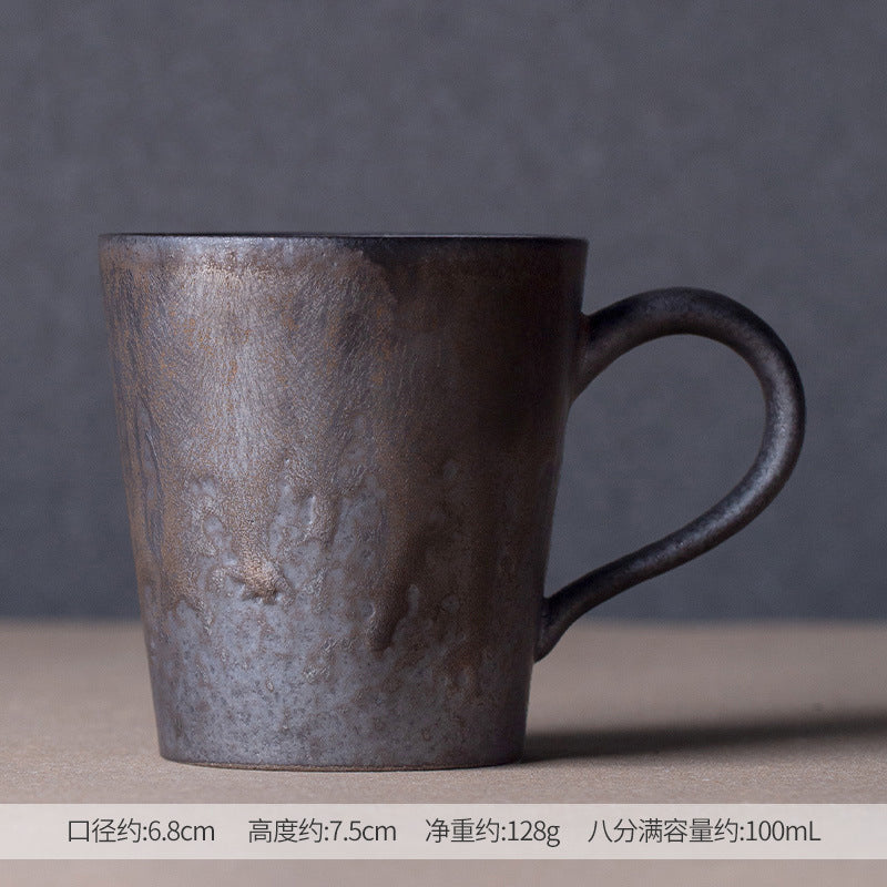 Ceramic coffee cups, high-aesthetic vintage mugs, coarse ceramic rust-glazed couple cups, breakfast cups, water cups