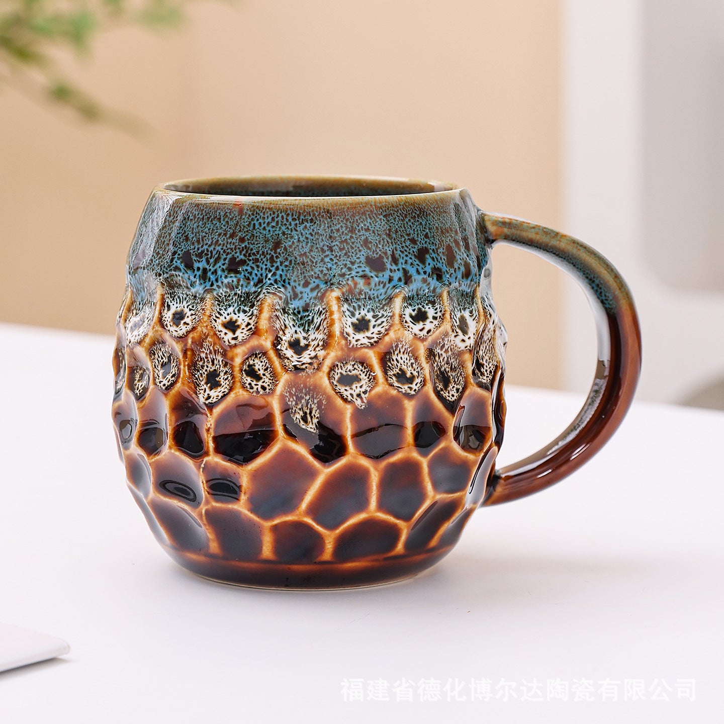 跨境专供亚马逊Temu窑变釉陶瓷咖啡杯马克杯复古家用水杯爆款货源