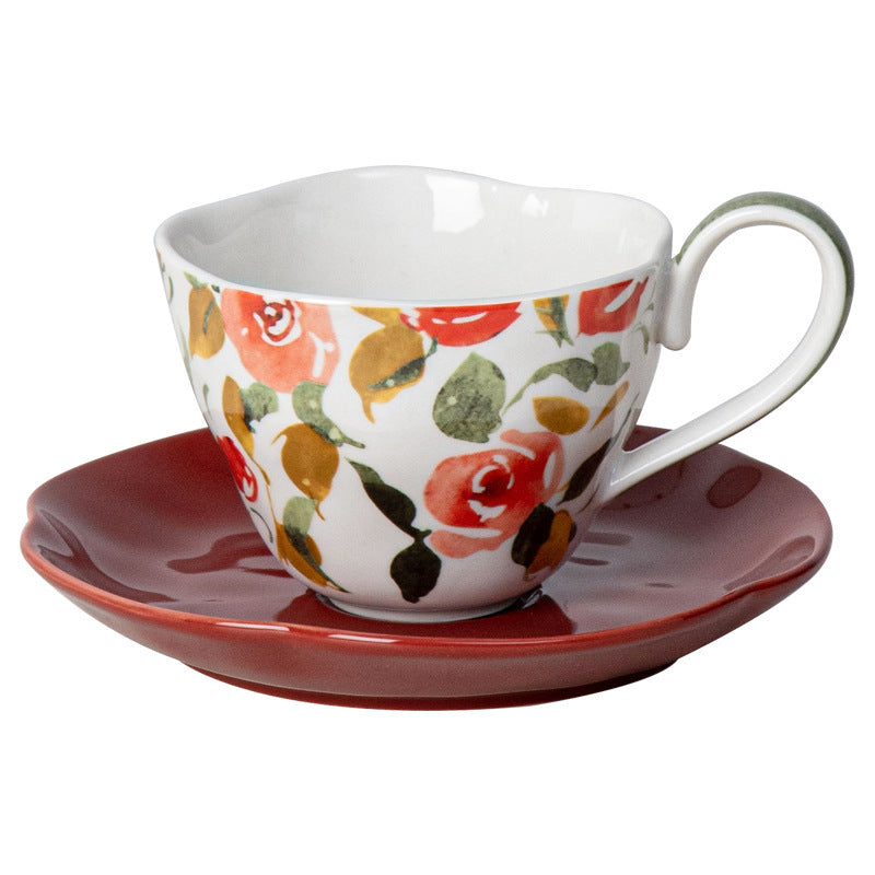 Vintage-style ceramic coffee cups, saucers, latte cups, afternoon tea cups, vintage hand-painted cups, and wedding gifts