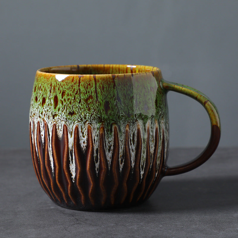 Ceramic 600ml Large Capacity Mug, Drinking Cup, High-Value Breakfast Cup, Coarse Pottery Kiln-Transformed Coffee Cup