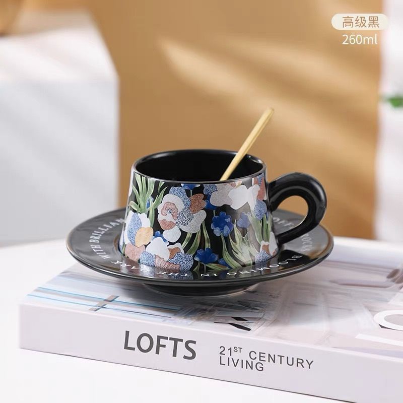 French vintage designer coffee cups and plates, vintage-style floral ceramic lattes, gifts for besties