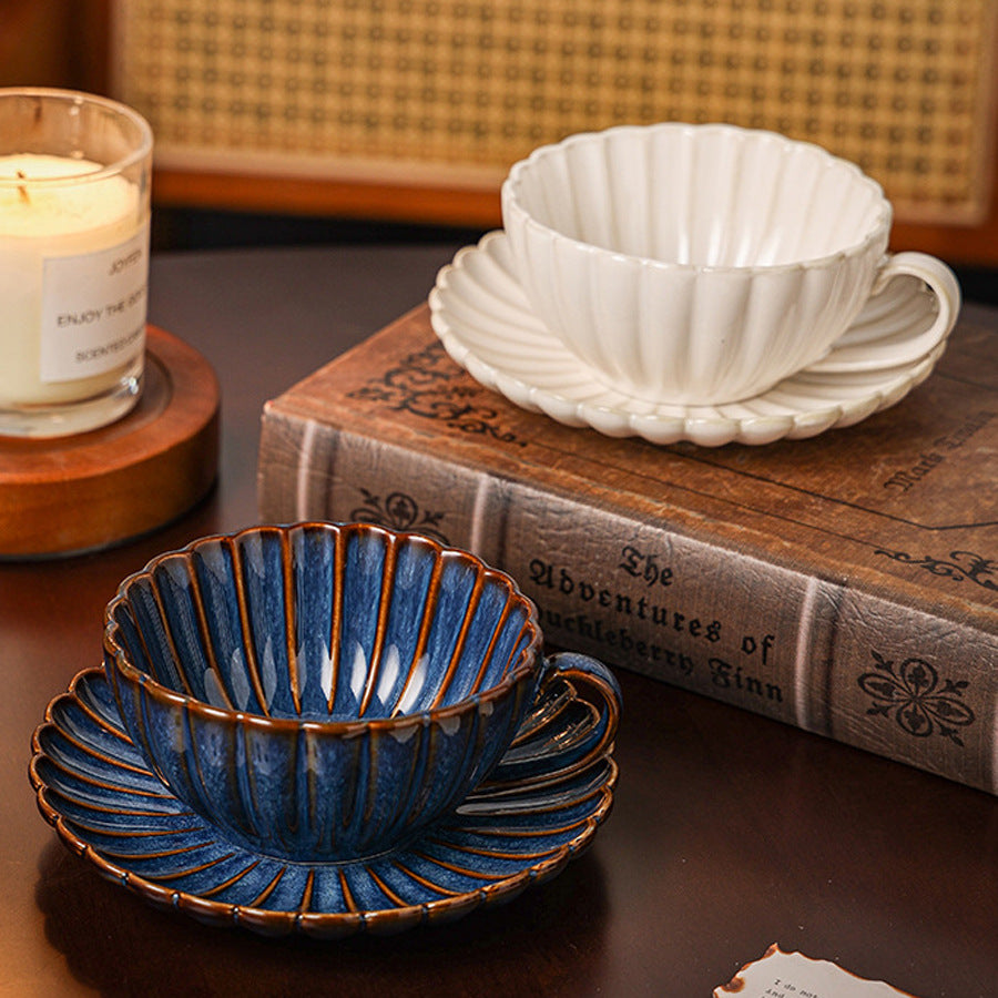 Vintage Blue & White Chrysanthemum Cup Set | Classic Artisan Series