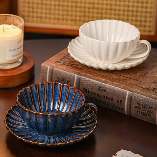 Vintage Blue & White Chrysanthemum Cup Set | Classic Artisan Series