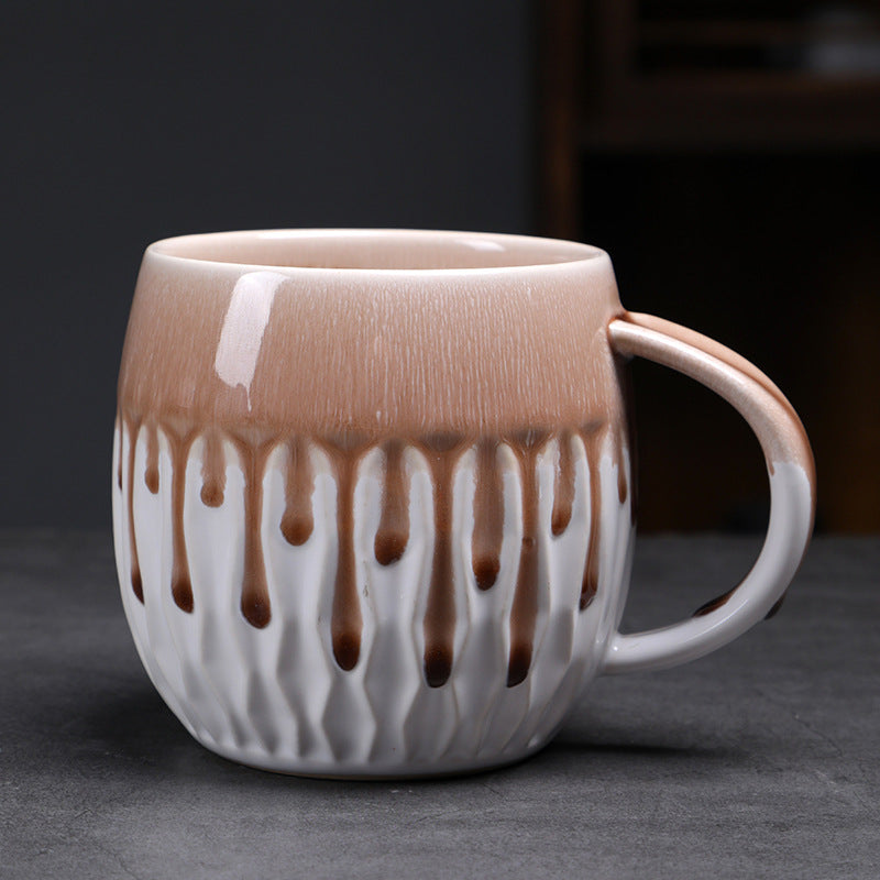 Ceramic 600ml Large Capacity Mug, Drinking Cup, High-Value Breakfast Cup, Coarse Pottery Kiln-Transformed Coffee Cup