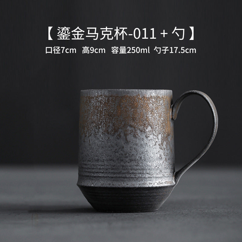 Ceramic coffee cups, high-aesthetic vintage mugs, coarse ceramic rust-glazed couple cups, breakfast cups, water cups