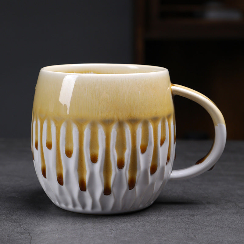 Ceramic 600ml Large Capacity Mug, Drinking Cup, High-Value Breakfast Cup, Coarse Pottery Kiln-Transformed Coffee Cup