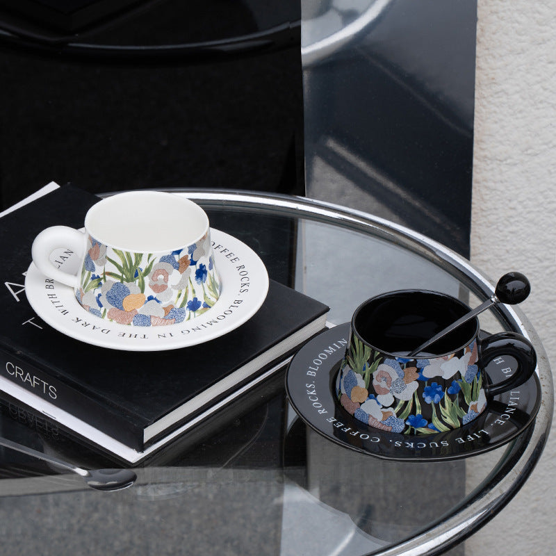 French vintage designer coffee cups and plates, vintage-style floral ceramic lattes, gifts for besties